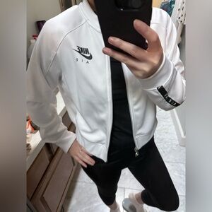 Nike Air women White Jacket cropped bomber jacket style sz S